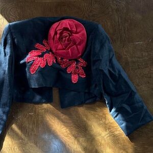 Boukhara Cropped Bolero Jacket, Rose detailing, Size Small